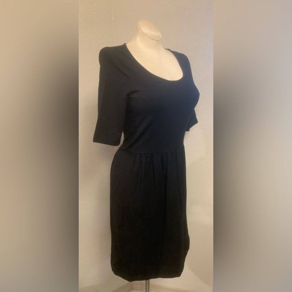NEW Old Navy M Tall Black Cotton Knit Skater Dress Short Sleeve